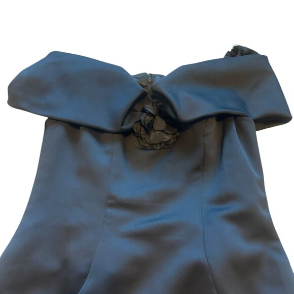 Victor Costa Vintage Black Off-Shoulder Sheath Dress Flower Size 14 Women's - Picture 4 of 16
